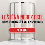 Čtvrtkruhový sprchový kouty - Leštěná nerez ocel. Jediný sprchový kout s nerez rámem